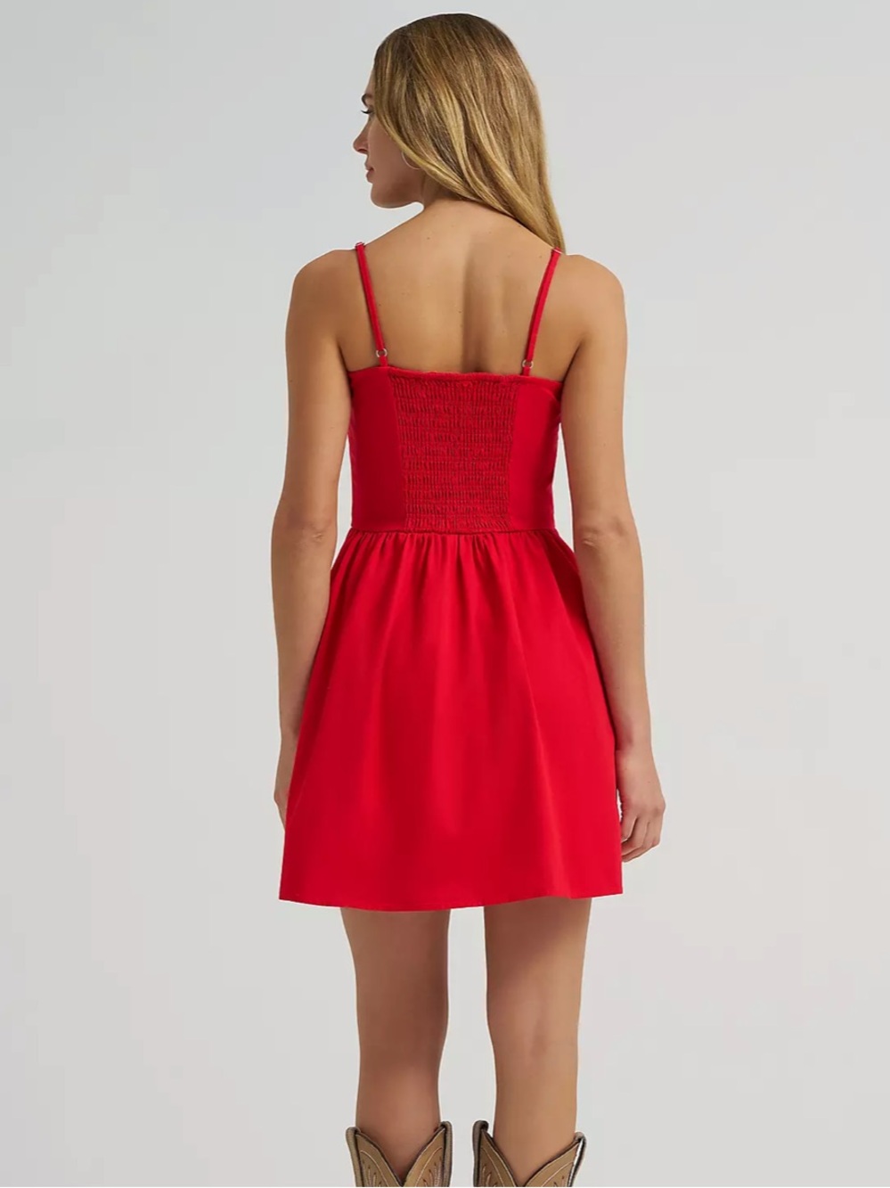 Wrangler Red Button-Front Mini Dress - Picture 2 of 4